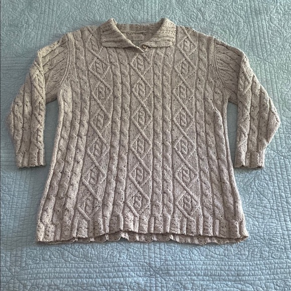 St. John's Bay Cream Cowl Neck Sweater with Cable Knit - Picture 1 of 4